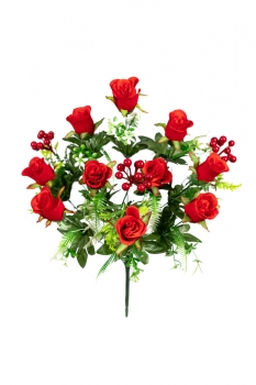 А247/5 Букет бутонов розы бархатных с ягодкой 10г.+3вет., 50 см, уп.20 - 11Г,15Г