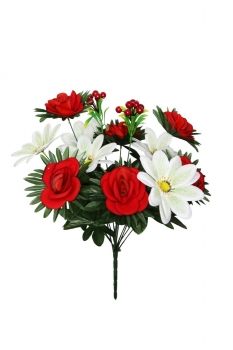 А363/6 Букет роз бархатных с ромашкой и ягодкой 12г., 50см, уп.20 - 11Д (РР)