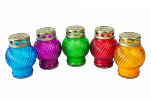 Лампада стеклянная "Бочонок" МИКС h=10,5см, уп.16